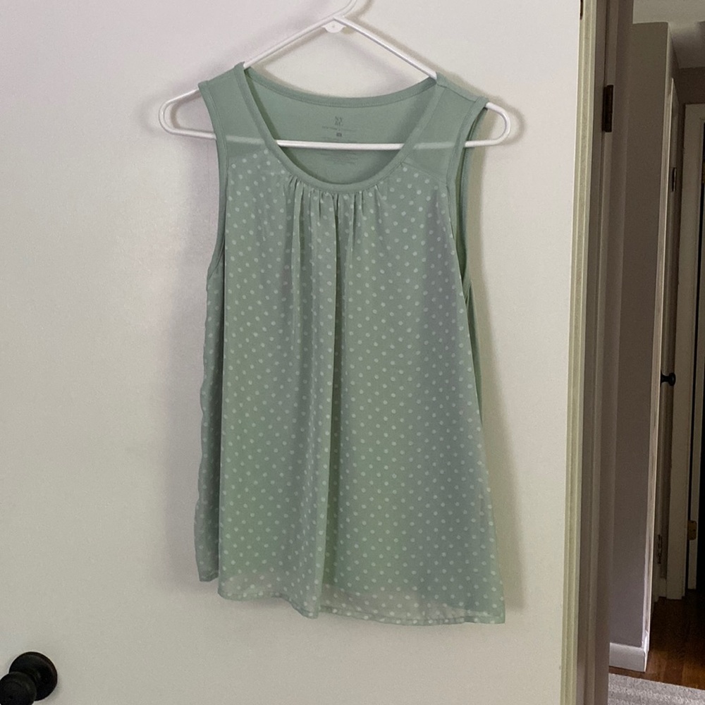 Light green and white polka dotted tank top